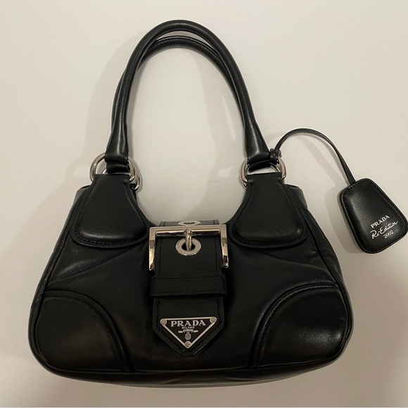 Prada Handbags - PRADA Italy Moon Padded Bag Nappa Leather Black/Silver w/Crossbody Authentic!